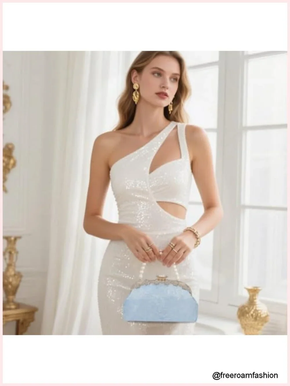 Lace Clutch Evening Bag with Rhinestones for Wedding Prom Party Crossbody